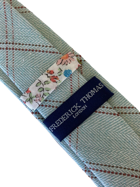 mint pale pastel green tweed check  wool tie